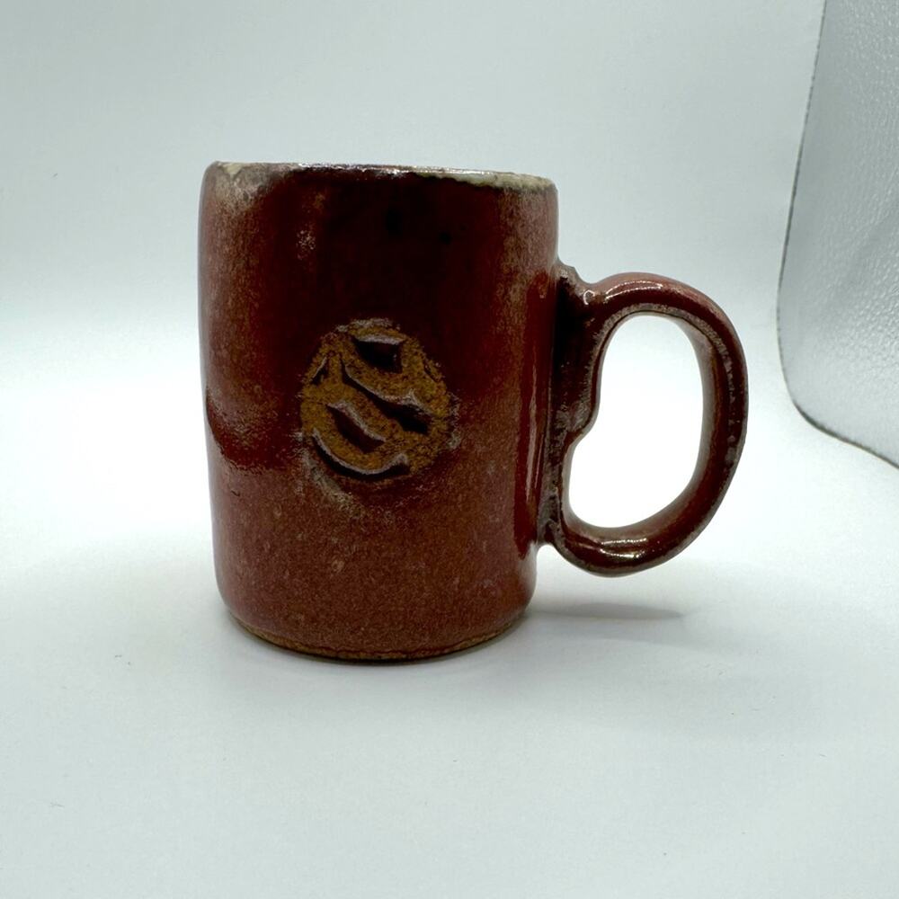 J J Potts Mug Volcano Pottery Mug Handmade Family Symbol signed